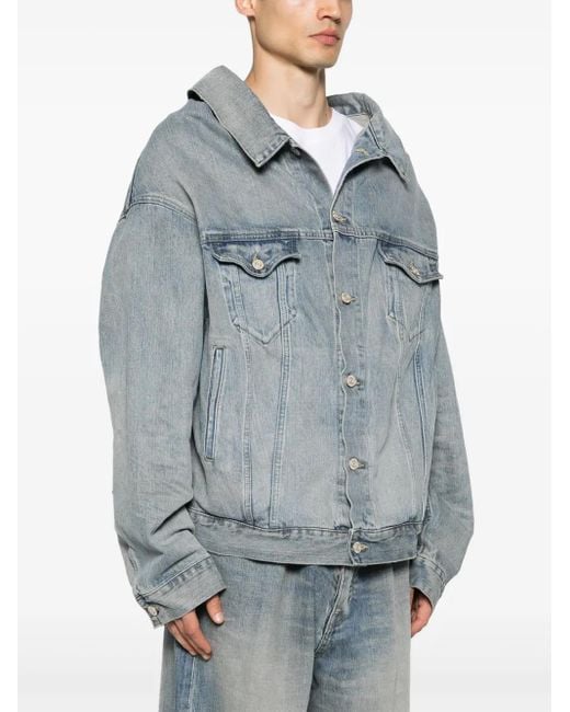 Balenciaga Blue Off Shoulder Denim Jacket