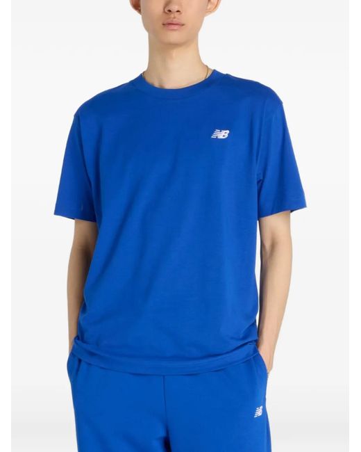 New Balance Blue Logo-Embroidered T-Shirt for men