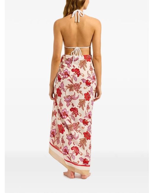Seafolly White Floral-Print Sarong