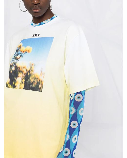 Camiseta Con Logo Estampado MSGM de color Yellow