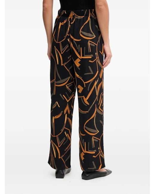 Joseph Ribkoff Black Geometric-Pattern Trousers