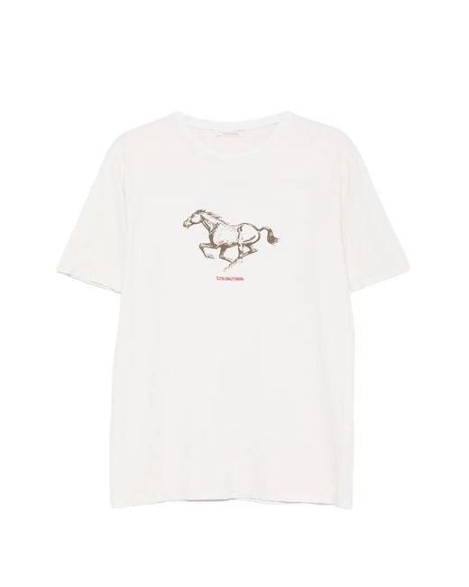 Sartoria Tramarossa White Horse-Print T-Shirt for men