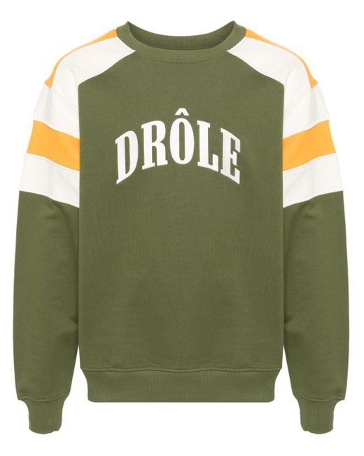 Drole de Monsieur Green Logo-embroidered Cotton Sweatshirt for men
