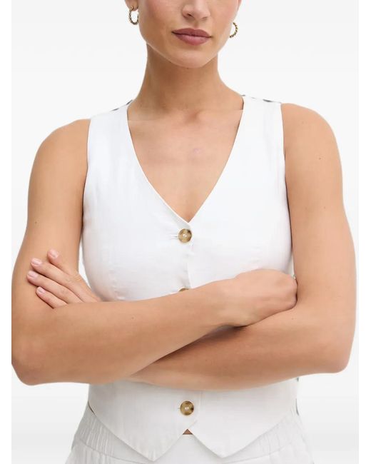 Benetton White Veston À Boutonnière