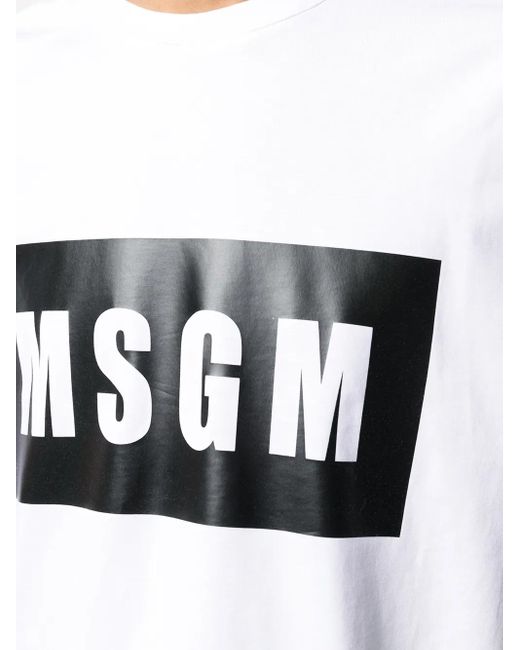MSGM White Logo Print Cotton T-shirt for men