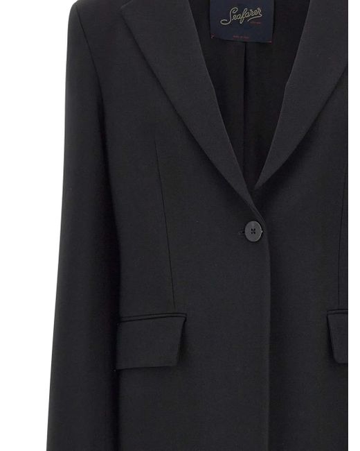 Seafarer Black Single-Button Notched-Lapel Coat