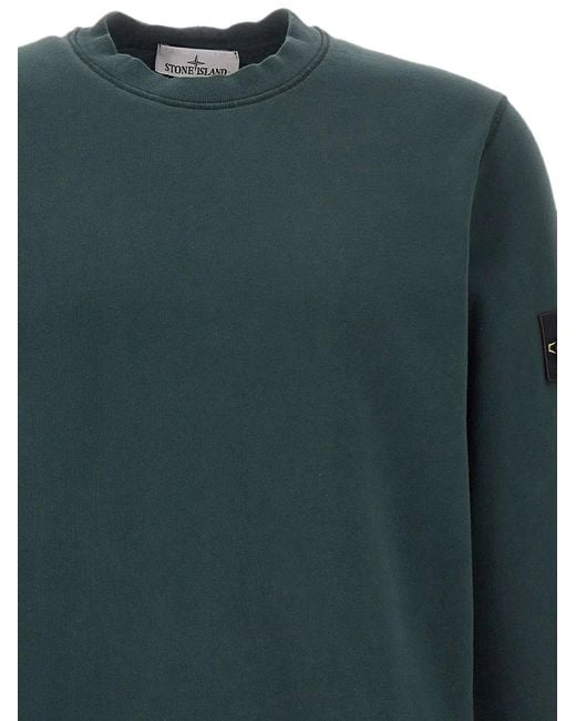 Stone Island Green 610060 Organic-Cotton-Fleece Regular-Fit Crewneck Sweatshirt With Raglan Sleeves for men