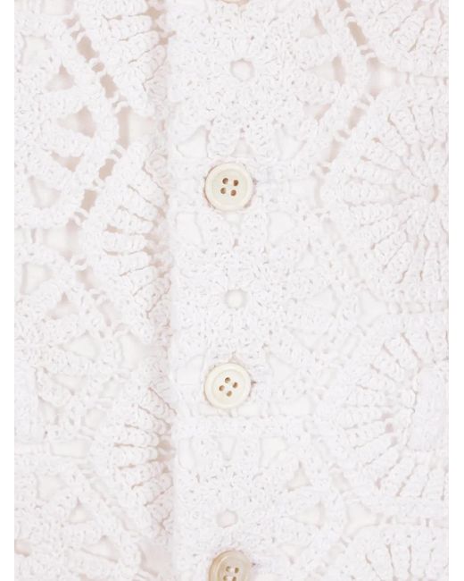 Comme des Garçons White Crochet-Knit Jute Dress