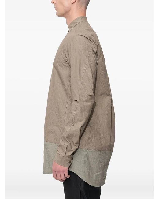 DEVOA Natural Mandarin-Collar Panelled Shirt for men