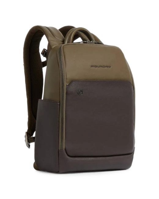 Piquadro Brown Two-Tone Leather Backpack for men