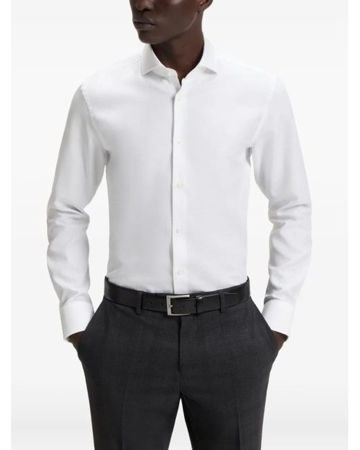 Chemise À Boutonnière Sur Le Devant Ajustée Boss pour homme en coloris White