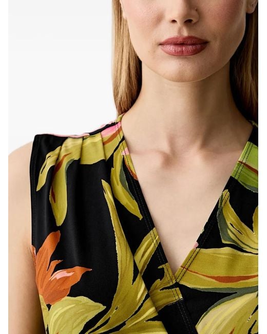 Joseph Ribkoff Black Floral-Print Wrap-Style Mini Dress