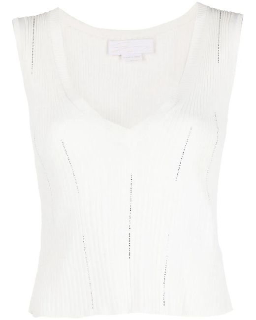 Genny White Embellished Rib Vest