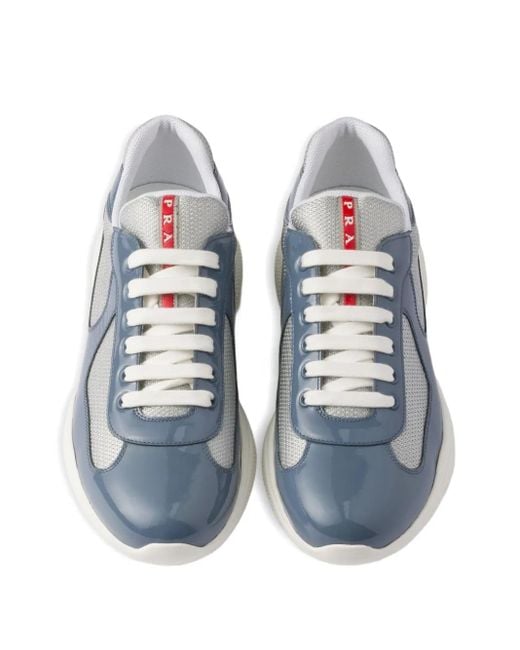 Prada Blue Patent Leather-Blend America's Cup Sneakers for men