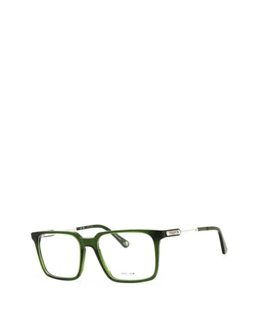 Police Black Rectangle-Frame Glasses for men