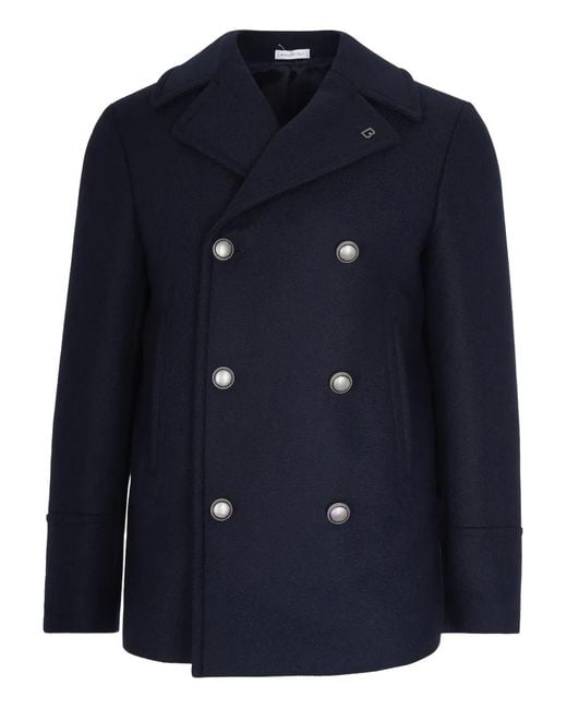 BRERAS Milano Blue Double-Breasted Coat for men