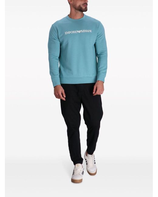 Emporio Armani Blue Logo-print Modal-blend Sweatshirt for men