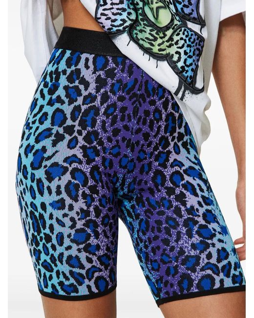 Twinset Blue Leopard-Print Shorts