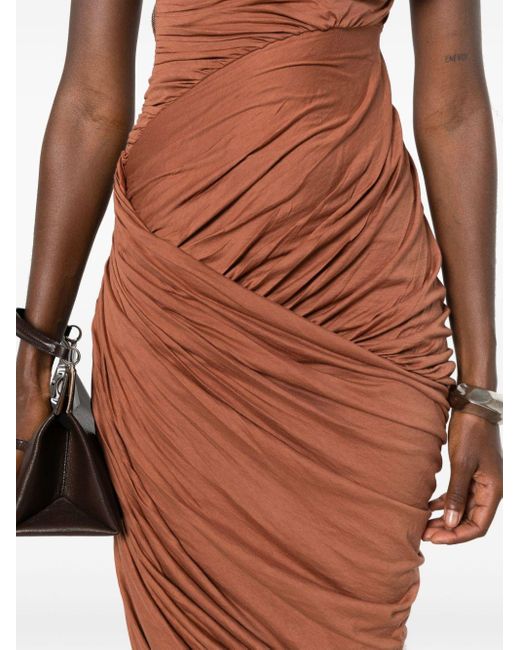 Robe mi-longue à design drapé Rick Owens en coloris Brown