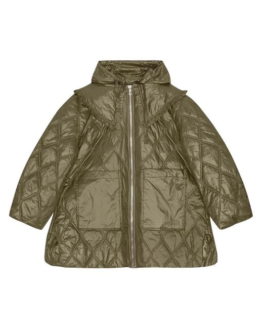 Ganni Green Quilted Short Jacket
