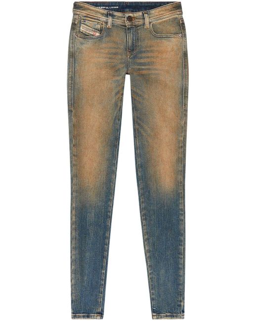 Slandy 2017 mid-rise skinny jeans di DIESEL in Blue