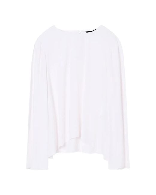 ARMANI EXCHANGE White Long-Sleeve Side-Slit Blouse