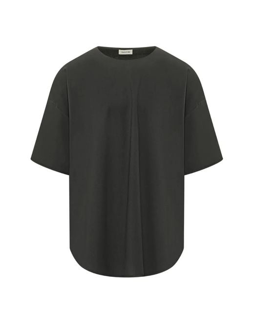 Fear Of God Black Relaxed-Fit Pleated T-Shirt