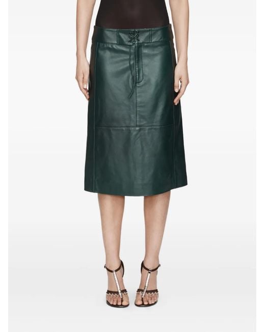 Christopher Esber Green Eddie Panelled Leather Midi Skirt