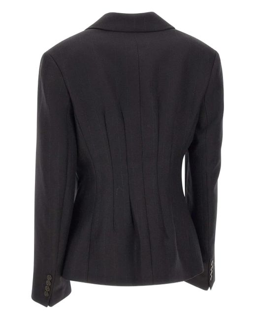 Herskind Black Pinstripe-Pattern Blazer