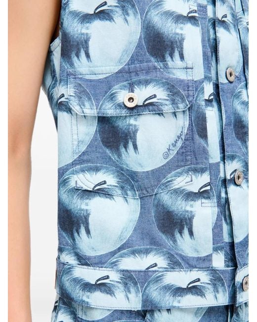 KENZO Blue Apple Pop Denim Vest