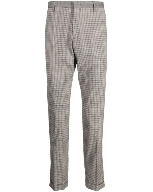 Paul Smith Gray Check-Pattern Stretch-Wool Trousers for men