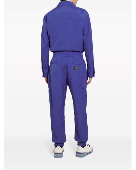 Dolce & Gabbana Blue Logo-patch Drawstring Track Pants for men