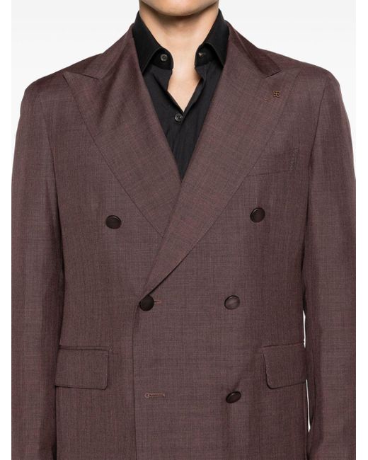 Tagliatore Brown Peak-lapels Double-breasted Suit for men