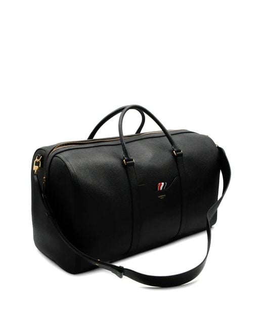 Thom Browne Black Pebbled Leather Luggage Bag for men