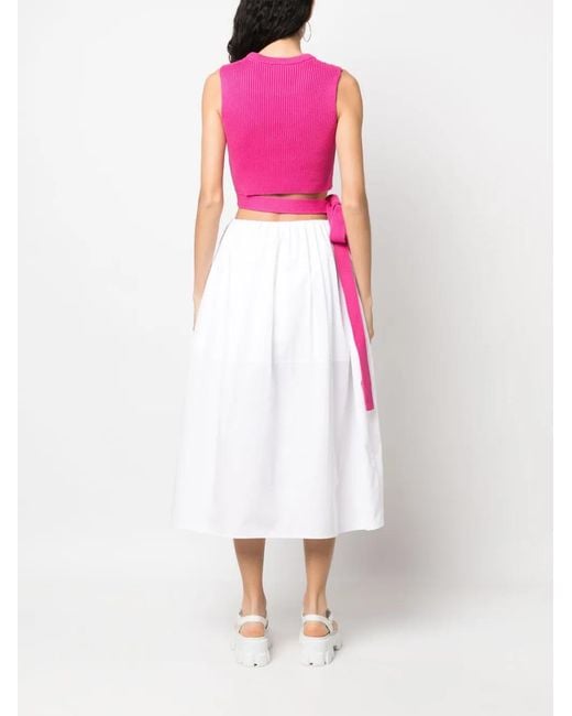 RED Valentino Pink Tie-Strap Ribbed-Knit Top