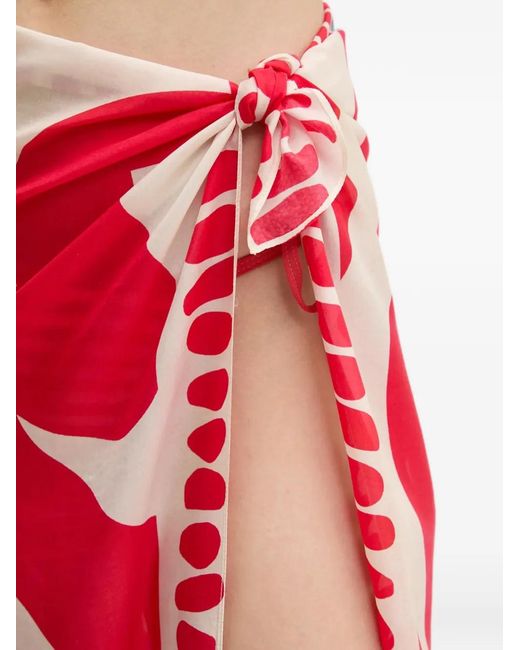 Bondeye Red Abstract-Print Tie-Fastening Sarong