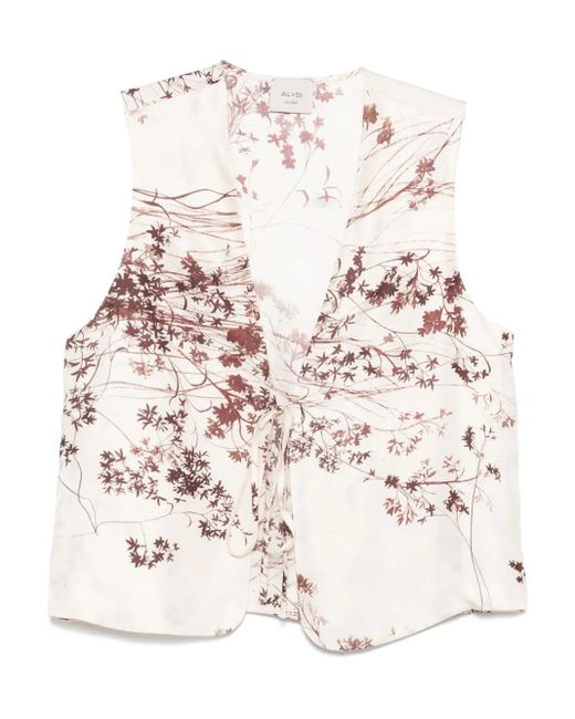 Alysi Zijden Gilet Met Print in het Natural