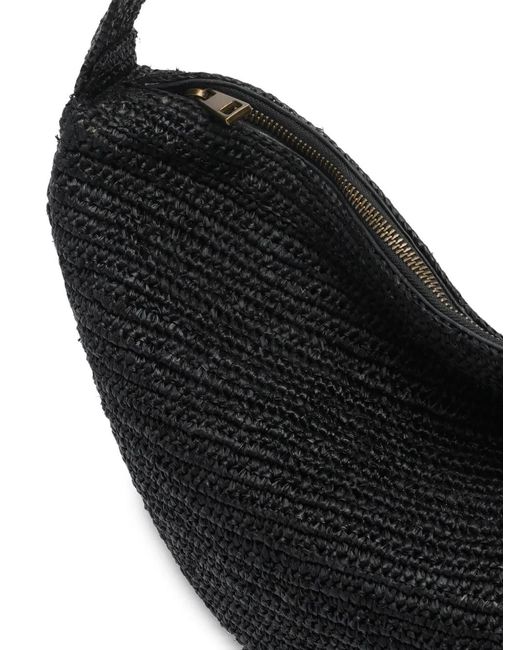 IBELIV Black Clip Raffia Shoulder Bag