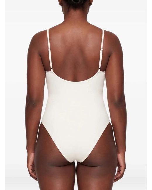 Jil Sander White Logo-Embroidered Swimsuit
