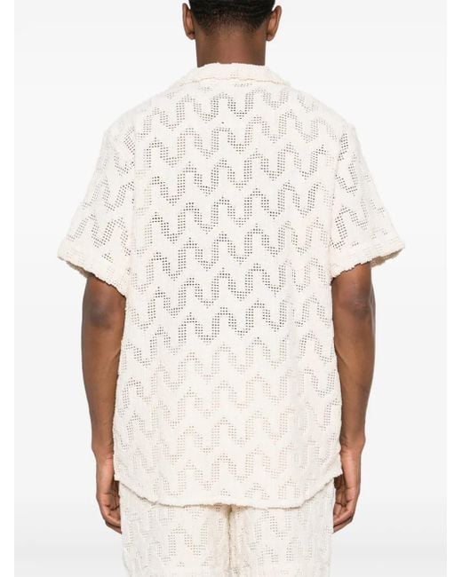 Oas White Atlas Cuba Crochet Shirt for men