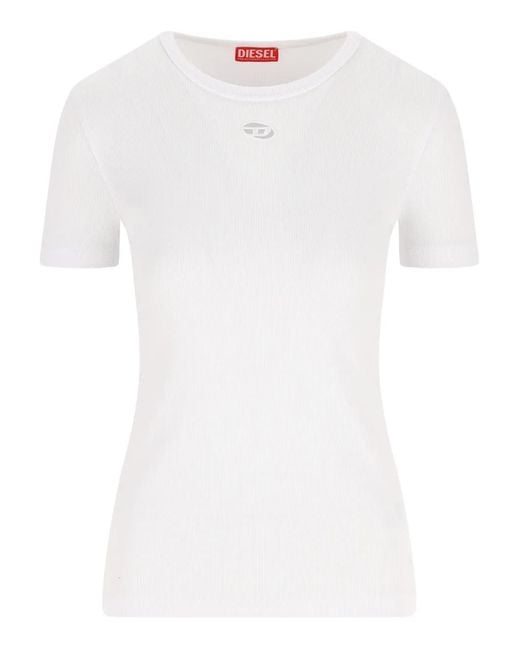 DIESEL White Logo-Detail T-Shirt