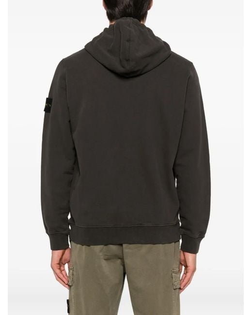 Stone Island Black Zip-Up Hoodie for men