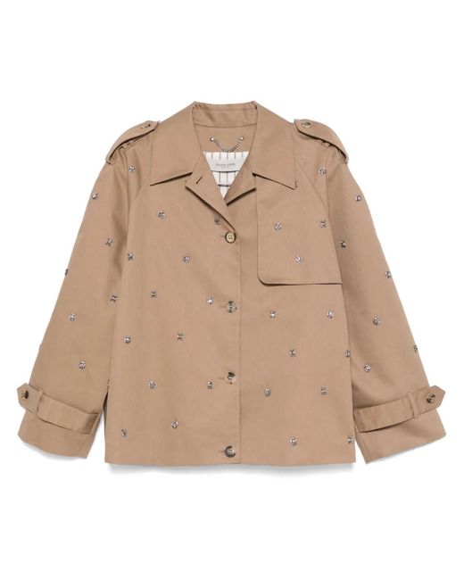 Golden Goose Deluxe Brand Natural Gabardine Jacket With Belted Cuffs And Storm Flap