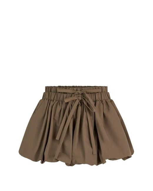 Monse Brown Ruched Bubble Mini Skirt