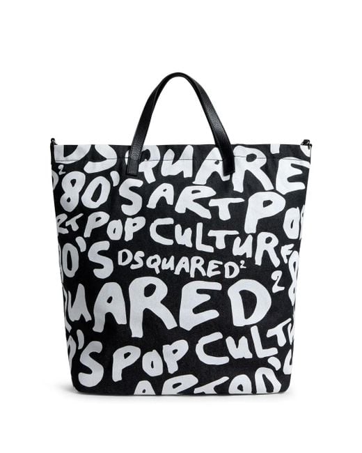 DSquared² Black Logo-Print Tote Bag for men