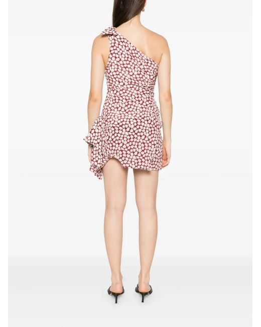 Vestido corto con estampado floral Alessandra Rich de color Red