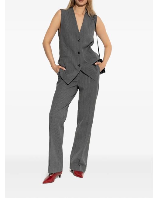 Samsøe & Samsøe Gray Pinstripe Pleated Trousers