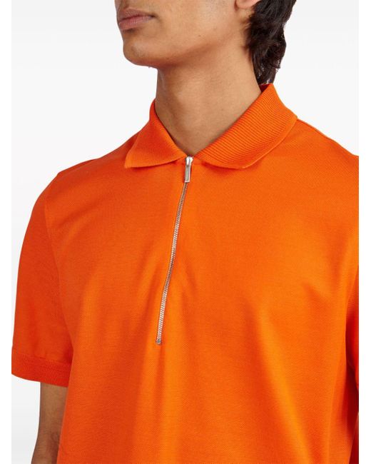メンズ Ferragamo ハーフジップポロシャツ Orange