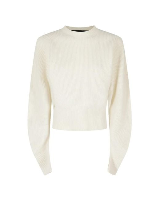 FEDERICA TOSI White Ribbed-Knit Crew-Neck Sweater