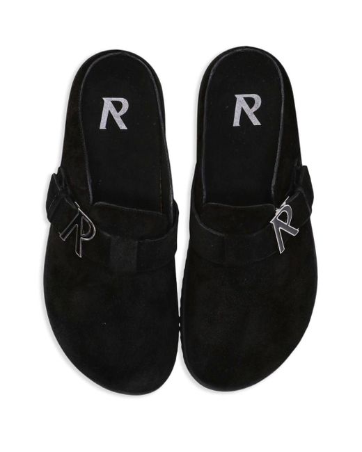 Represent Black Initial Round-toe Leather Slippers for men